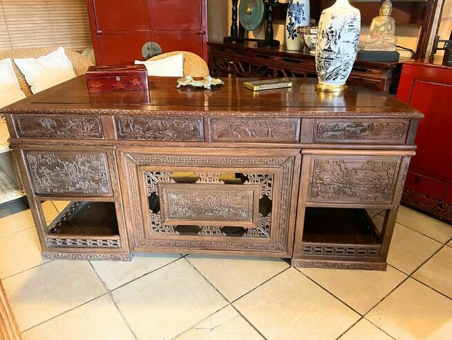 Reprezentacyjne biurko chińskie drewniane