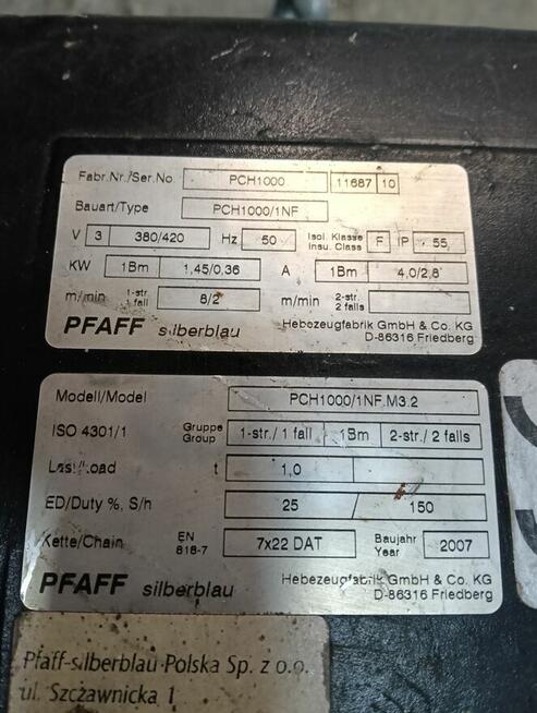 Wciągarka łańcuchowa elektryczna