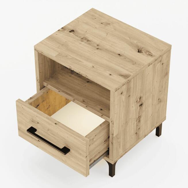 Szafka nocna z szufladą i oświetleniem LED Dąb Artisan