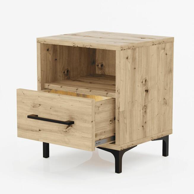 Szafka nocna z szufladą i oświetleniem LED Dąb Artisan