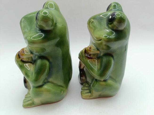 Ceramiczne figurki żab żabek 2 sztuki