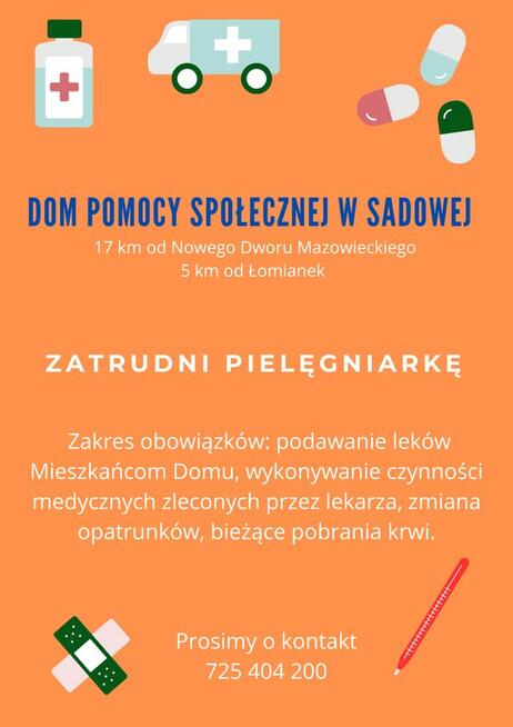Pielęgniarka w Domu Pomocy Społecznej w Sadowej