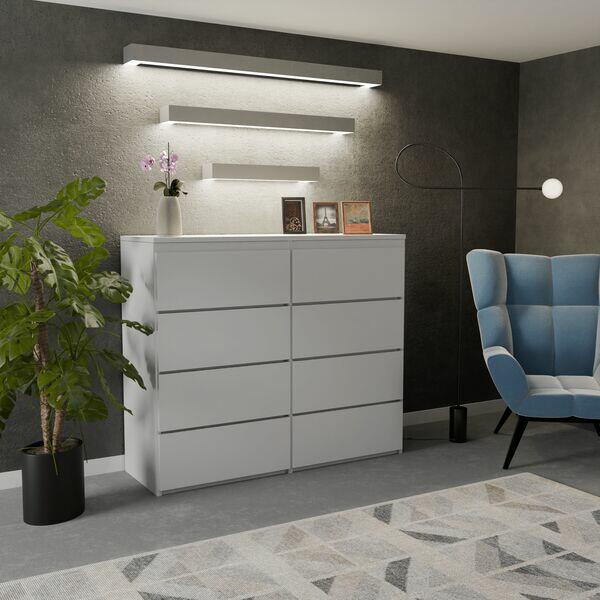 Komoda KOMBO 8 szuflad bez uchwytów w różnych kolorach