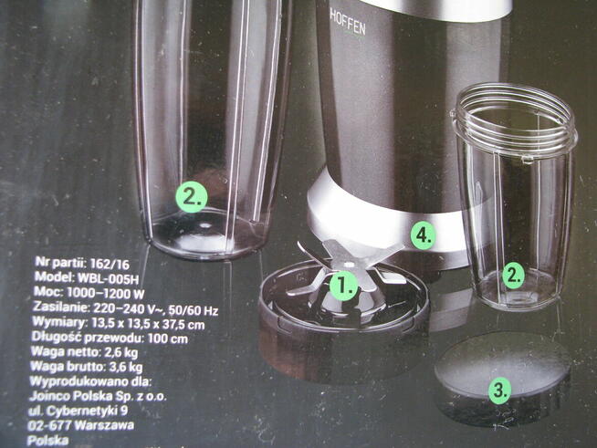 Mocny robot blendujący Hoffen, stołowy blender kielichowy