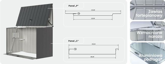 Stalowa wiata rowerowa GMS – solidny, zamykany schowek, ocyn