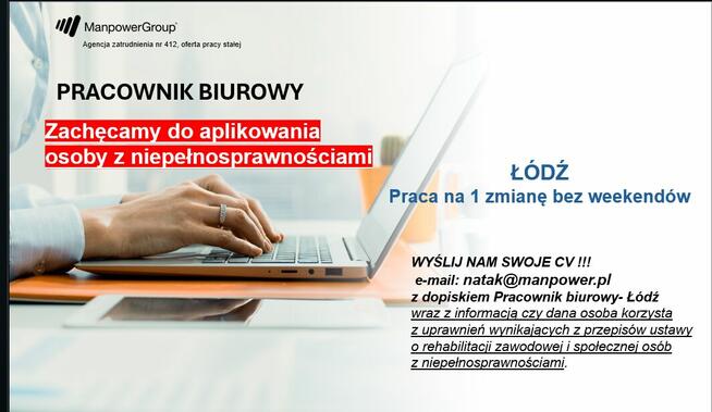 Pracownik biurowy (również z orzeczeniem)