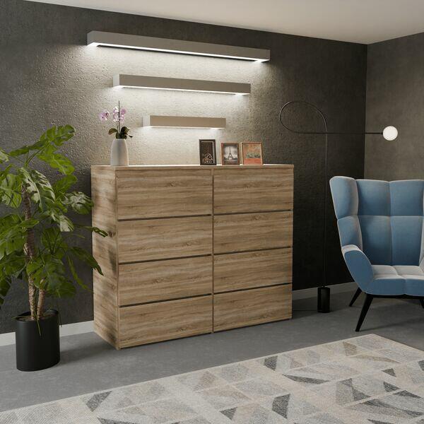 Komoda KOMBO 8 szuflad bez uchwytów w różnych kolorach