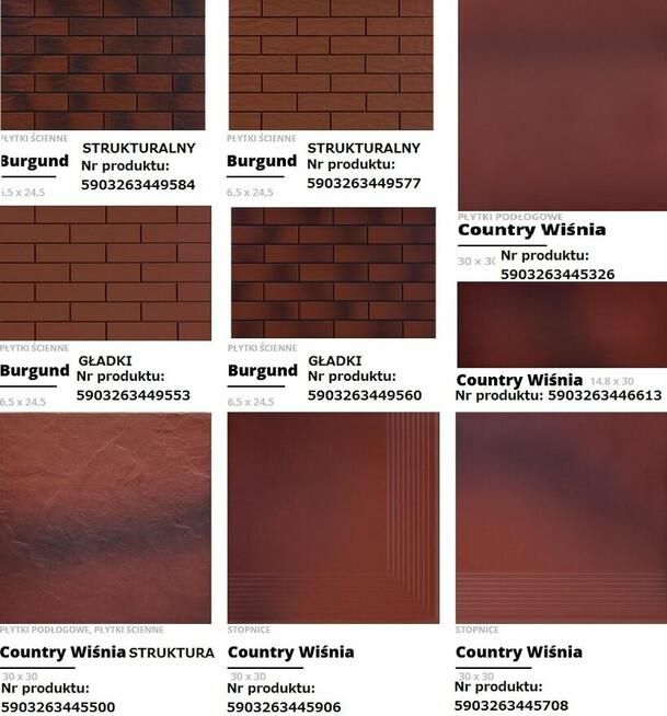 płytki elewacyjne burgund podłogowe country gat.1 cerrad