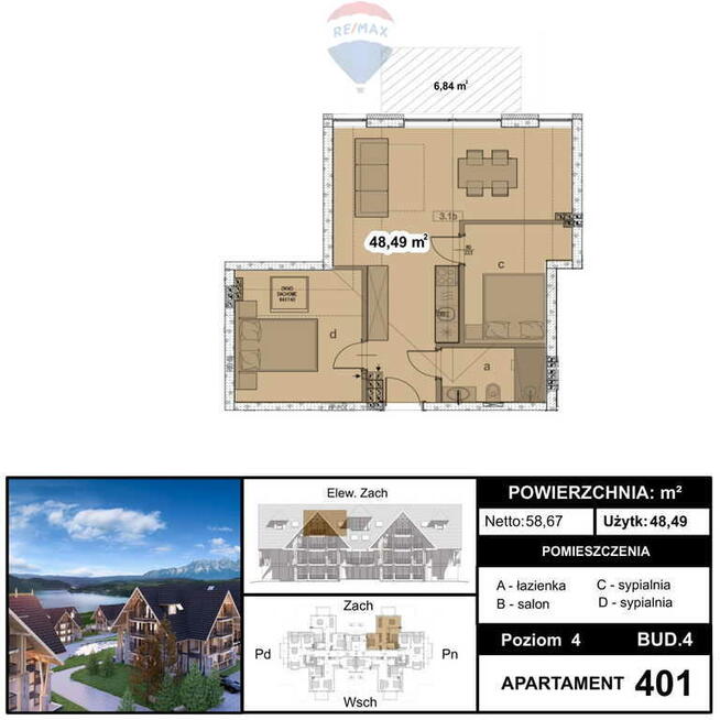 Inwestycja - 48,49 m2 w stanie deweloperskim