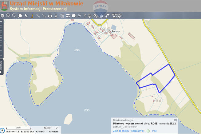 Piękna działka z linią brzegową j. Narie, Mazury