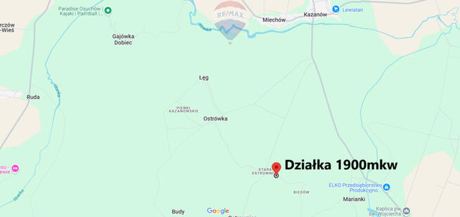 Działka budowlana 1900 m2 Ostrownica Wieś z WZ