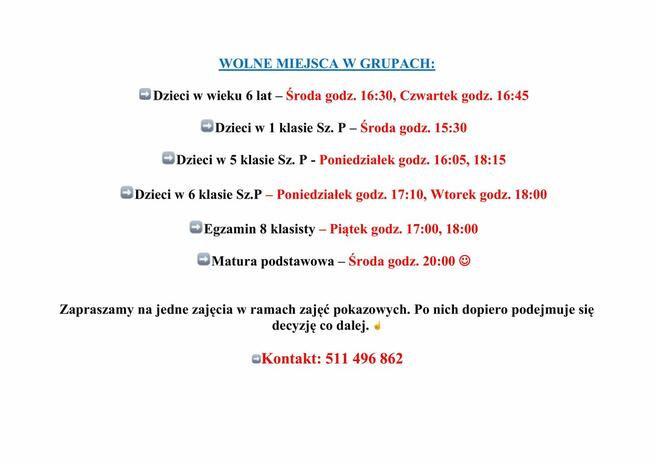 Zajęcia dla dzieci i młodzieży