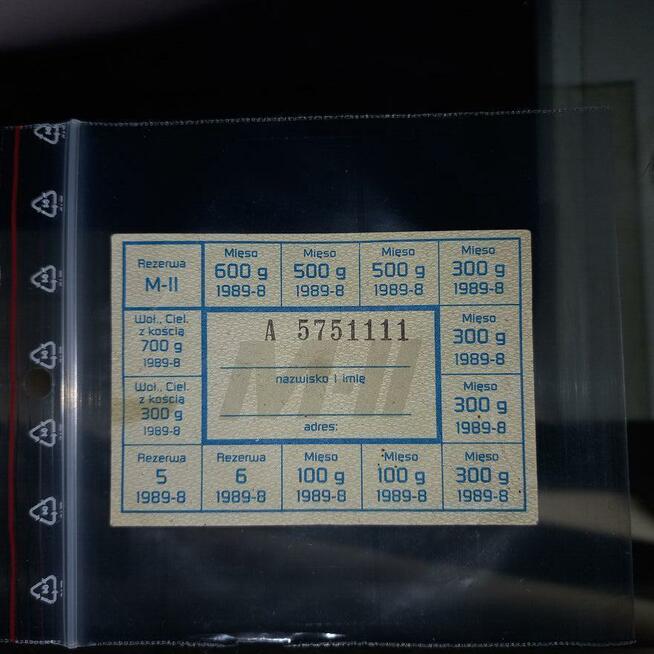 Kartka na mięso SERIA: A 3kg mięsa i 1kg z kością 1989 rok