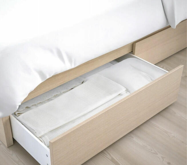 Łóżko Ikea Malm 160x200 + szuflady + listwy Nowe