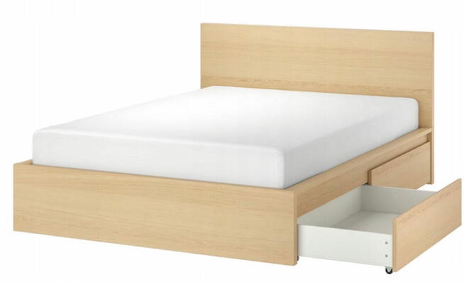 Łóżko Ikea Malm 160x200 + szuflady + listwy Nowe