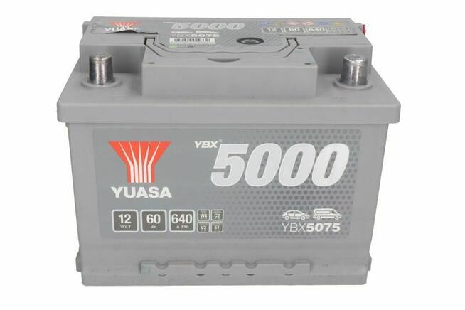 Akumulator YUASA SILVER YBX5075 60AH 640A PRAWY PLUS