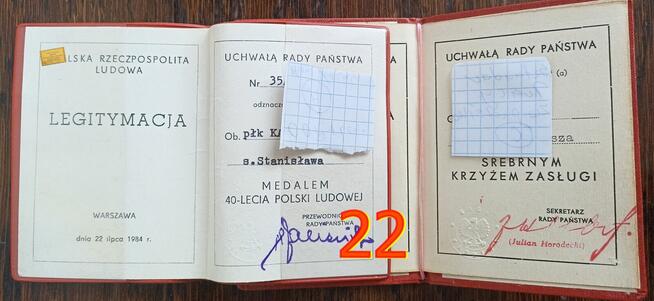 Medal Odznaczenie Order Krzyż Zasługi Legitymacja Etui Prl