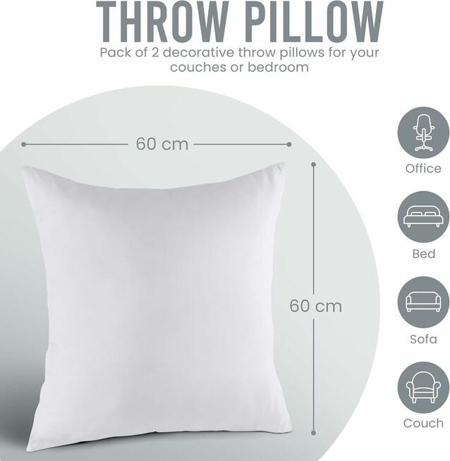 60x60 poszewka na poduszkę biała na zamek nieprzemakalna