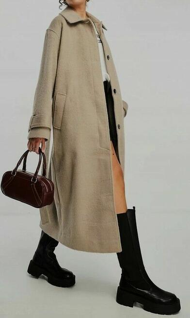 ASOS zima Nowy wełniany płaszcz r. 46