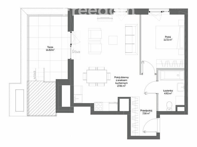 Nowoczesne 2-pokojowe mieszkanie z tarasem