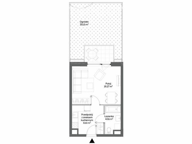 Nowoczesne 1-pokojowe mieszkanie z ogródkiem