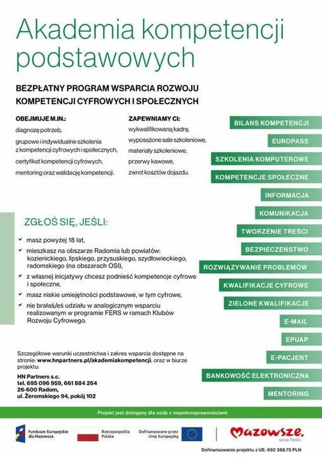 Bezpłatny Projekt UE - Akademia kompetencji podstawowych