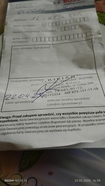 Akumulator samochodowy 12v 61A 540A