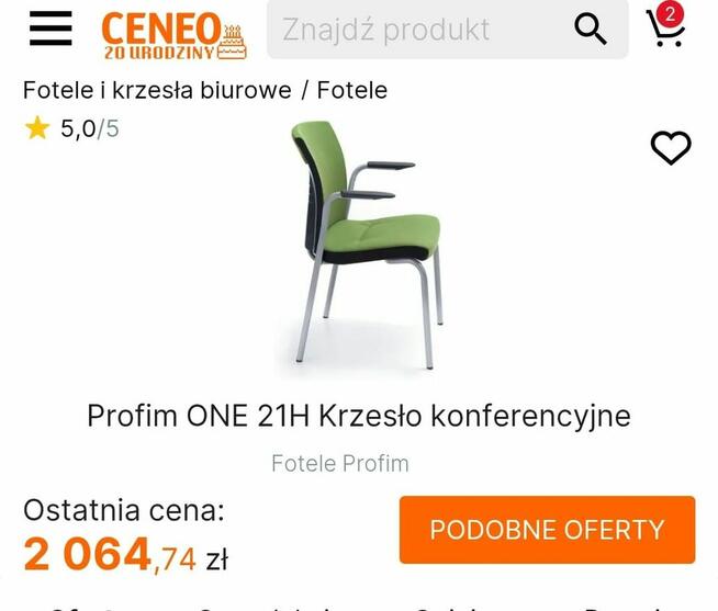 Krzesło konferencyjne szare PROFIM ONE21H Krzesła fotele