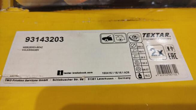 Tarcza hamulcowa Textar 93143203
