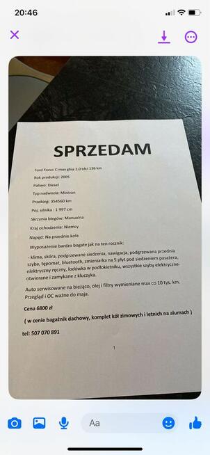 Sprzedam Ford Focus C-max Ghia 2.0 tdci 136 km