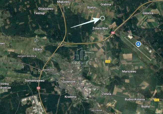 Działka rolna Białuń gm. Goleniów, Wierzbowa