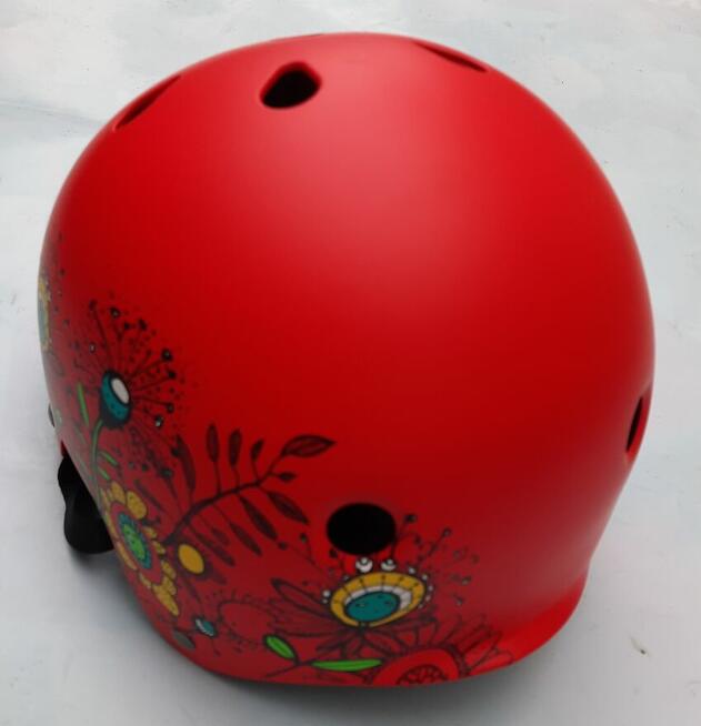 S kask dla dziewczynki Corsa S 48-54 cm czerwony z kwiatkami