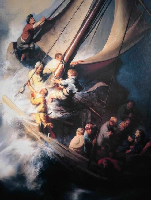 Obraz na płótnie - Burza na Jeziorze, Rembrandt, 50x70cm