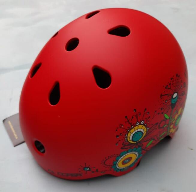 S kask dla dziewczynki Corsa S 48-54 cm czerwony z kwiatkami