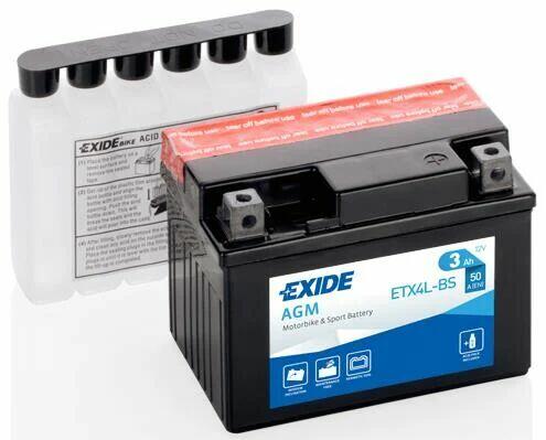 Akumulator motocyklowy EXIDE YTX4L-BS 12V 3Ah 50A PRAWY +