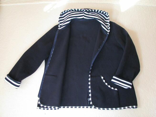 Polarowy płaszczyk, rozpinana bluza z kapturem, rozm. 52