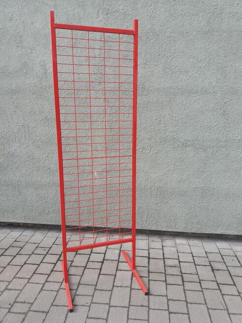 STOJAK EKSPOZYTOR CZERWONY SKLEPOWY KRATA POD HAKI 190x60