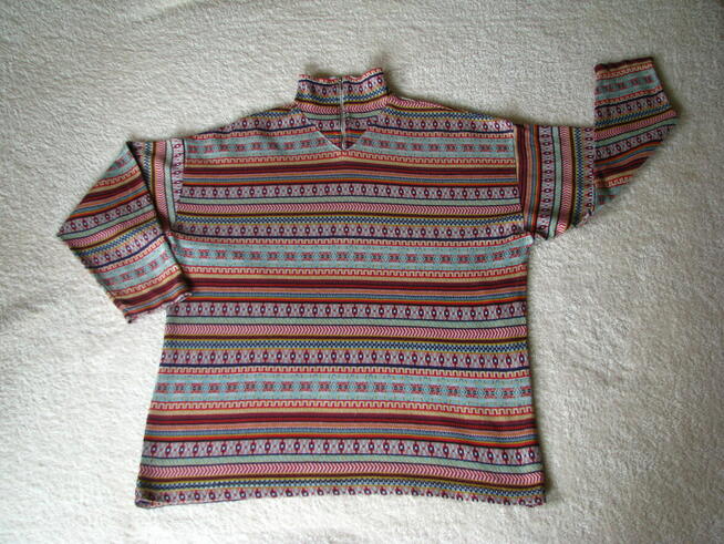 Bluza golf rozpinany pod szyją geometryczne wzory XXL sweter