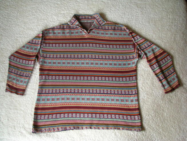 Bluza golf rozpinany pod szyją geometryczne wzory XXL sweter