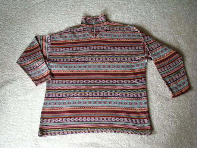 Bluza golf rozpinany pod szyją geometryczne wzory XXL sweter