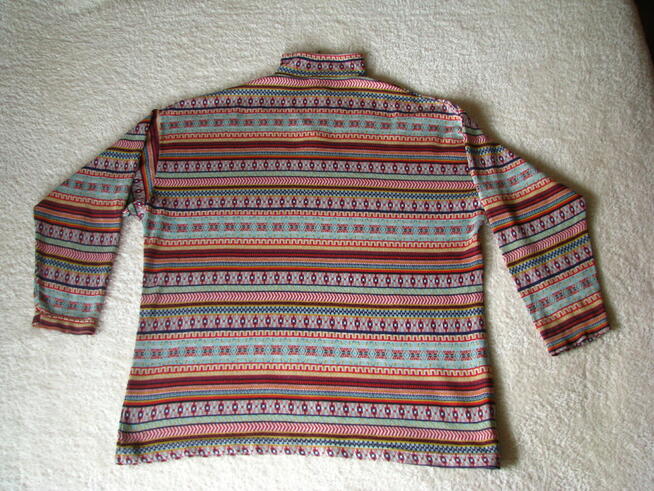 Bluza golf rozpinany pod szyją geometryczne wzory XXL sweter