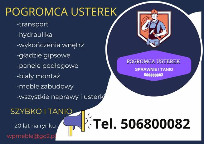 Wykończenia wnętrz, hydraulika, usterki