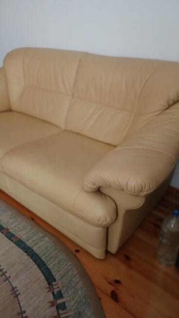 kanapa i 2 fotele ze skóry naturalnej