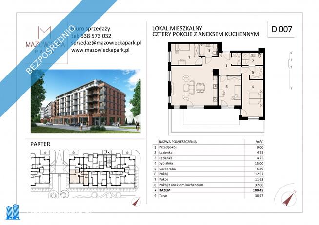 Mieszkanie 3 sypialnie Mazowiecka Park parter Kołobrzeg