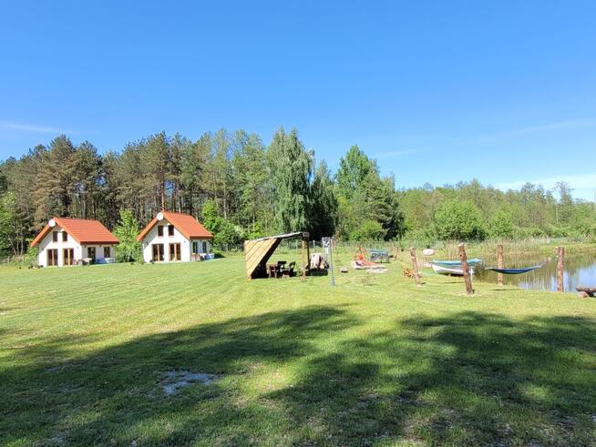 Gotowy biznes: 1,5ha: staw + 2 domki 35m2 + dom