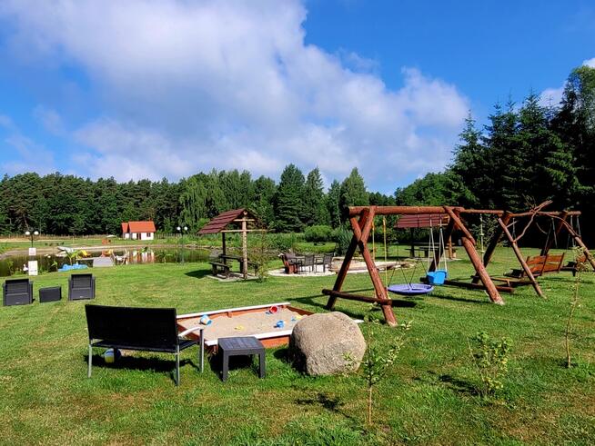 Gotowy biznes: 1,5ha: staw + 2 domki 35m2 + dom