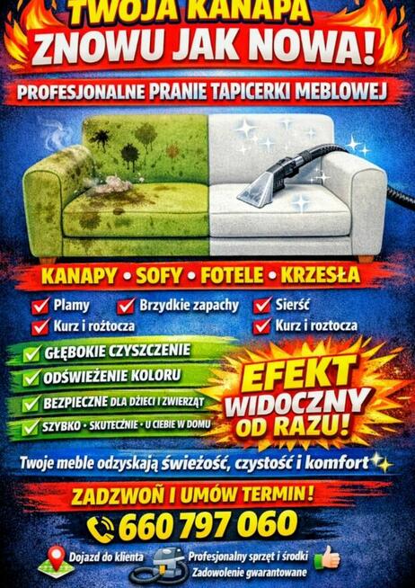 Pranie tapicerki meblowej kanap wykładzin Ostrołęka