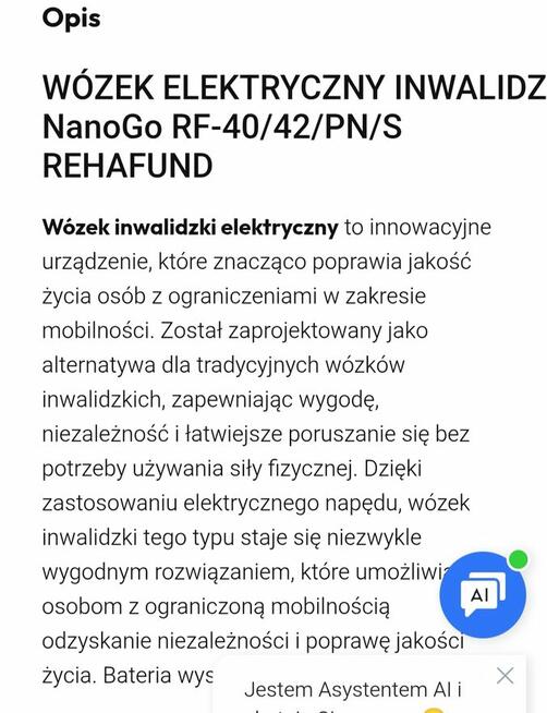 Nowy Wózek elektryczny NanoGo