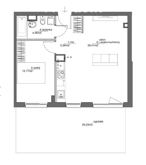 Nowe mieszkanie 2 pokojowe z ogrodem 26m2