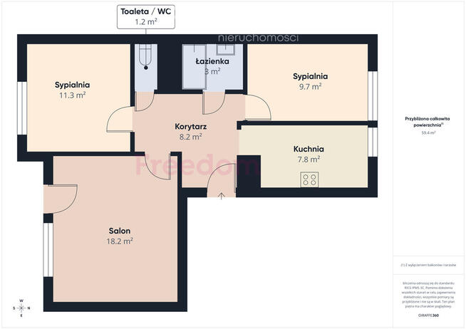 Mieszkanie na sprzedaż - 60,5m2, oś. Południe.